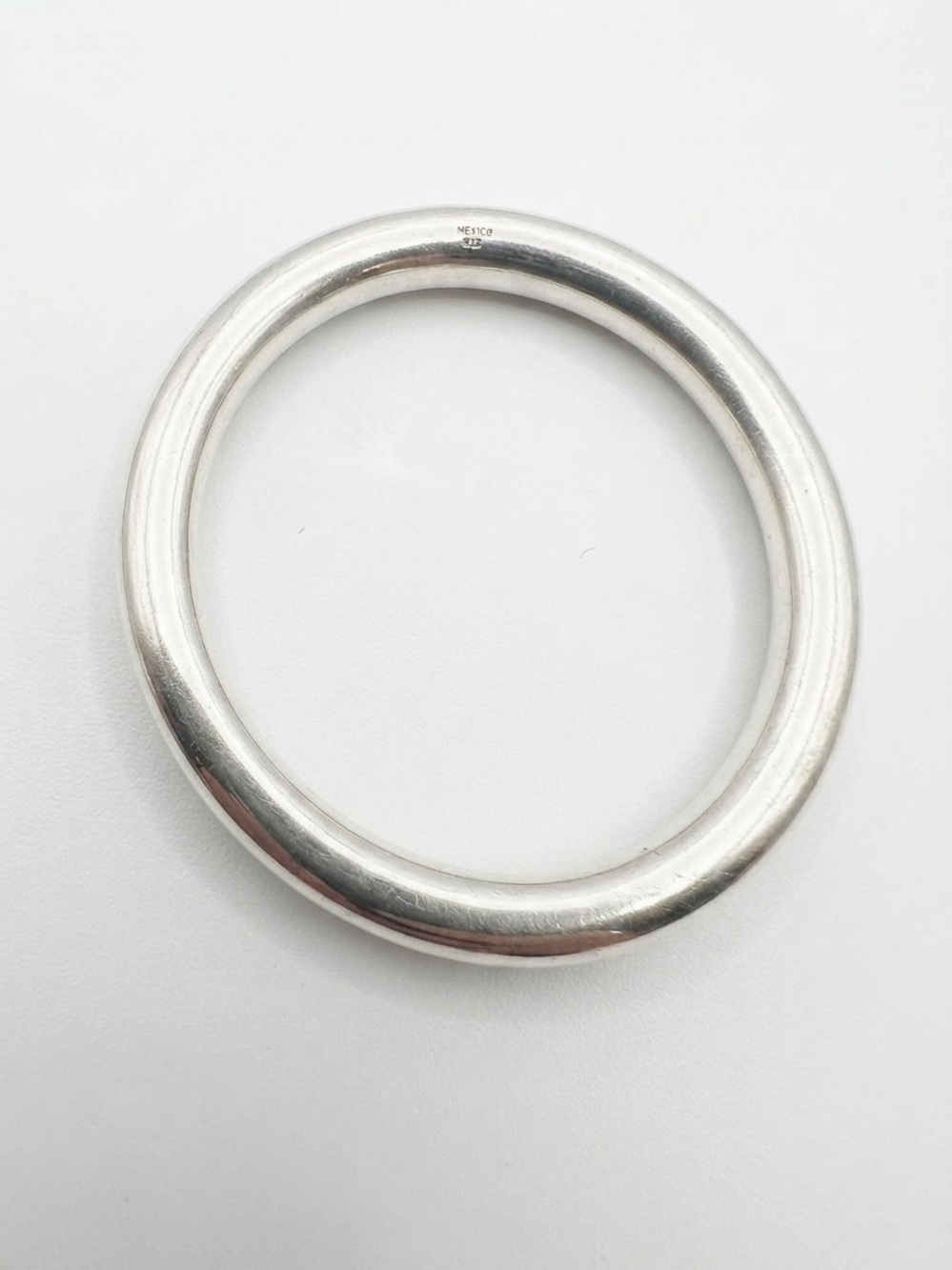 Sterling Silver Round Bangle Bracelet - Silver